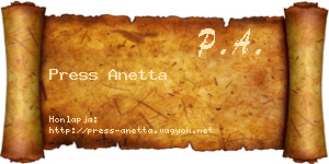 Press Anetta névjegykártya